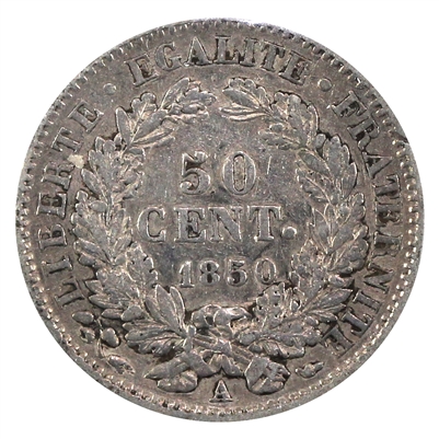 France 1850A 50 Centimes Extra Fine (EF-40)
