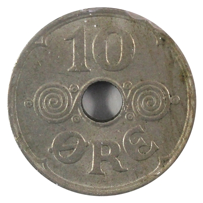 Denmark 1935N GJ 10 Ore Almost Uncirculated (AU-50)