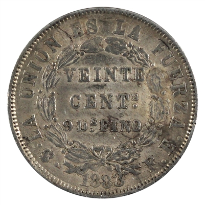 Bolivia 1883FE 20 Centavos Extra Fine (EF-40)