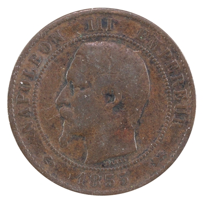 France 1855D 10 Centimes Very Fine (VF-20)