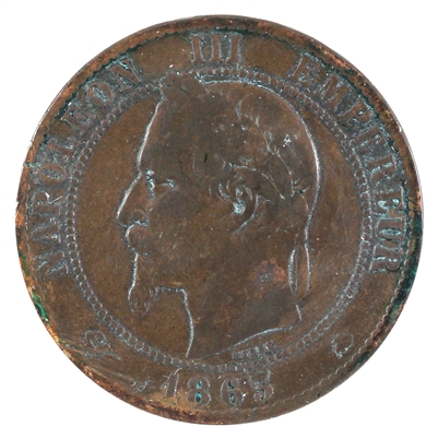 France 1863A 10 Centimes Very Fine (VF-20)