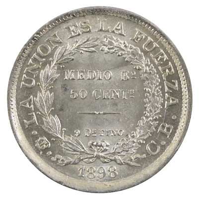 Bolivia 1898 Potosi 50 Centavos Brilliant Uncirculated (MS-63) $