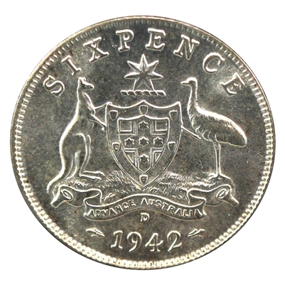 Australia 1942D 6 Pence Uncirculated (MS-60)