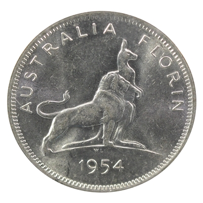 Australia 1954 Florin Brilliant Uncirculated (MS-63)