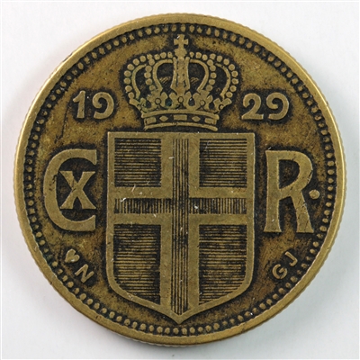 Iceland 1929HCNGJ 2 Kronur Extra Fine (EF-40) $