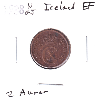Iceland 1938 NGJ 2 Aurar Extra Fine (EF-40)