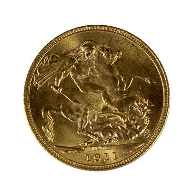 Great Britain 1911 Gold Sovereign Choice Brilliant Uncirculated (MS-64)