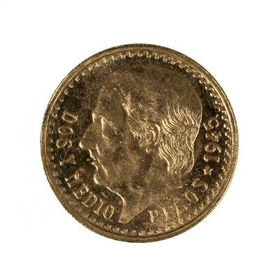 Mexico 1945 Gold 2 1/2 Pesos Brilliant Uncirculated (MS-63)
