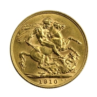 Great Britain 1910 Gold Sovereign AU-UNC (AU-55)