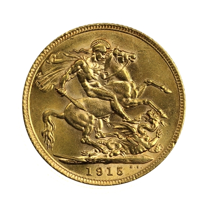 Great Britain 1915 Gold Sovereign UNC+ (MS-62)