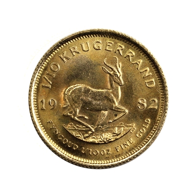 South Africa 1982 1/10oz. Gold Krugerand Brilliant Uncirculated (MS-63)