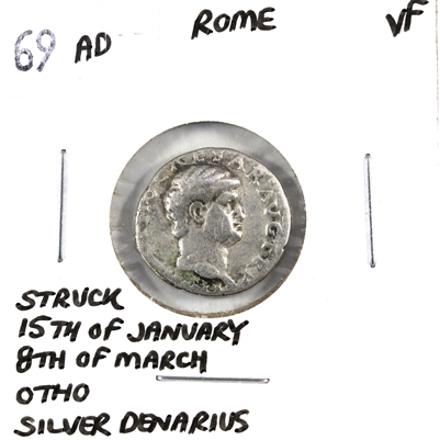 Ancient Rome 69 AD Otho Silver Denarius Very Fine (VF-20) $