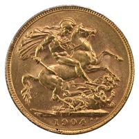 Australia 1904 Gold Sovereign AU-UNC (AU-55)