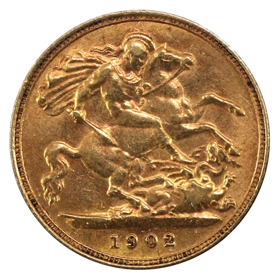 Great Britain 1902 Gold 1/2 Sovereign Almost Uncirculated (AU-50)