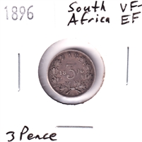 South Africa 1896 3 Pence VF-EF (VF-30)