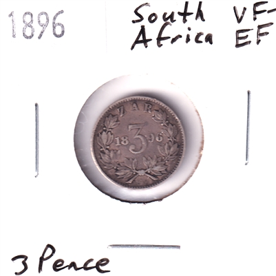 South Africa 1896 3 Pence VF-EF (VF-30)