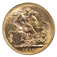 Australia 1918P Gold Sovereign Uncirculated (MS-60)