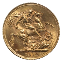 Great Britain 1912 Gold Sovereign Brilliant Uncirculated (MS-63)