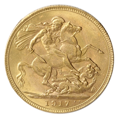 Australia 1917P Gold Sovereign UNC+ (MS-62) $