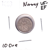 Norway 1883 10 Ore VF-EF (VF-30)