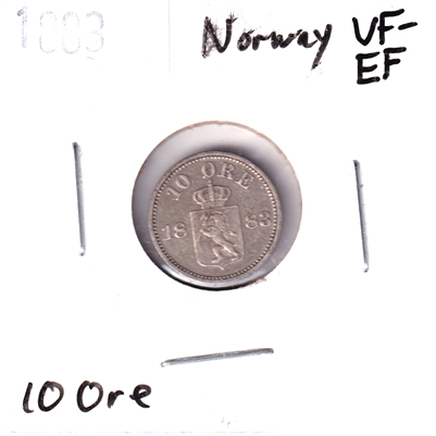 Norway 1883 10 Ore VF-EF (VF-30)