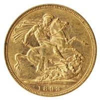 Australia 1893M Gold Sovereign Extra Fine (EF-40)