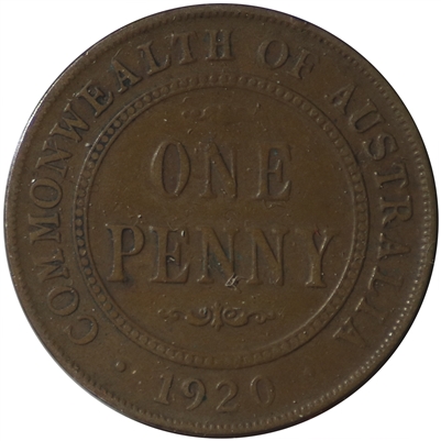 Australia 1920M Without Dot Penny Fine (F-12) $