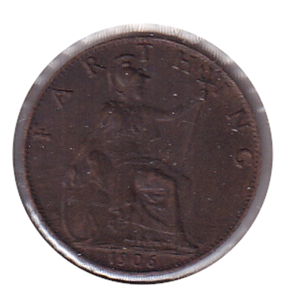 Great Britain 1906 Farthing Almost Uncirculated (AU-50)