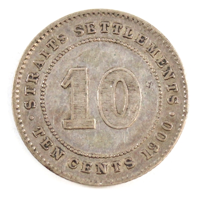 Straits Settlements 1900 10 Cents FIne (F-12)