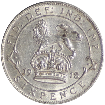 Great Britain 1918 6 Pence AU (AU-50) $