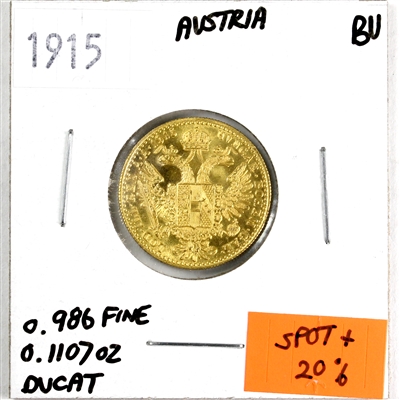 Austria 1915-dated Gold Ducat Brilliant Uncirculated (MS-63)