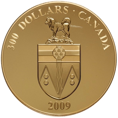 2009 Canada $300 14-Karat Gold Coin - Yukon Coat of Arms (sleeve lightly worn)