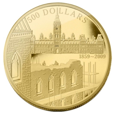 2009 Canada $500 Construction of Parliament Anniversary 5oz. Gold (No Tax)