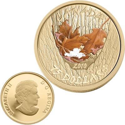 2010 Canada $75 Gold Coin - Maple Leaf - Winter (Tree bark)