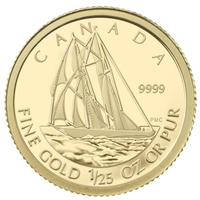 2012 Canada 50-cent The Bluenose 1/25oz. Fine Gold Coin (Tax Exempt) Sleeve Creased