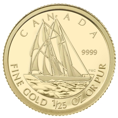 2012 Canada 50-cent The Bluenose 1/25oz. Fine Gold Coin (Tax Exempt) Sleeve Creased