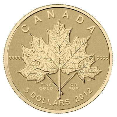 2012 Canada $5 Maple Leaf Forever 1/10thoz. Gold (No Tax)