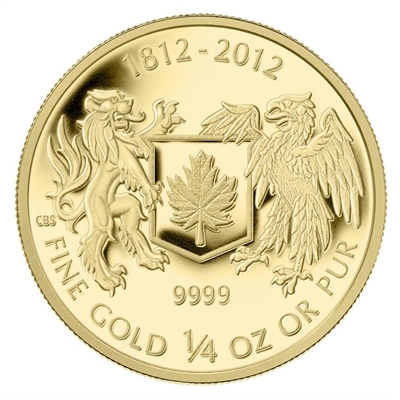 2012 Canada $10 The War of 1812 1/4oz. Pure Gold Coin (TAX Exempt)