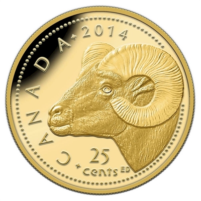 RDC 2014 Canada 25-cent Rocky Mountain Bighorn Sheep Gold (No Tax) Missing Box