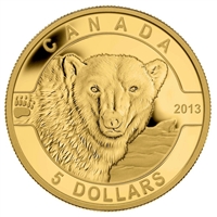 2013 $5 O Canada - The Polar Bear Pure Gold Coin (No Tax)