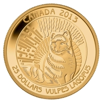 2013 Canada $25 Arctic Fox 1/4oz. Pure Gold Coin (TAX Exempt)