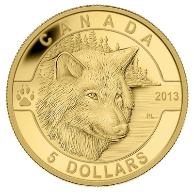 2013 $5 O Canada - The Wolf (#3) 1/10oz Pure Gold Coin (TAX Exempt)