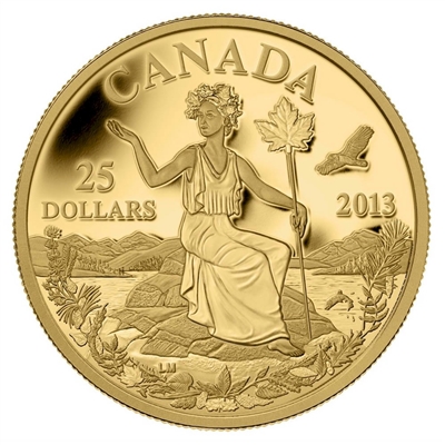 2013 $25 Canada: An Allegory 1/4oz. Gold (No Tax)