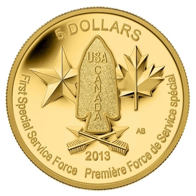 2013 Canada $5 Devil's Brigade Pure Gold Coin (TAX Exempt) - 126600