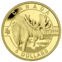 2014 Canada $5 O Canada Series - Moose Pure Gold Coin (TAX Exempt)
