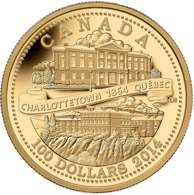 2014 Canada $100 Quebec and Charlottetown Conferences 14k Gold Coin