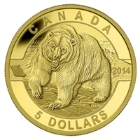 2014 $5 O Canada Grizzly Bear Pure Gold (No Tax)