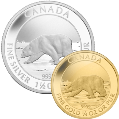 2013 Canada Polar Bear Pure Gold and Silver 2-coin Set (No Tax)