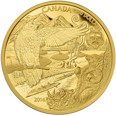 2014 Canada $500 Legend of the Spirit Bear 5oz. Fine Gold Coin (TAX Exempt)