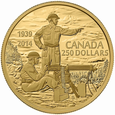 2014 Canada $250 75th Anniversary Of WWII Pure Gold Coin (TAX Exempt)